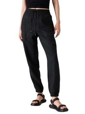 Athleta Black Drawstring Retreat Jogger linen casual Pants size small